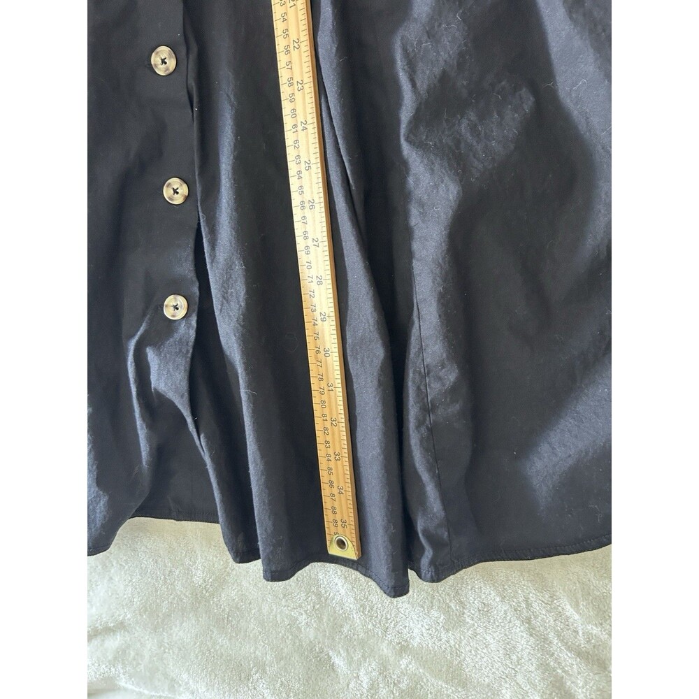 Free People Black Midi Dress Button Front Sweetheart Bodice Tie Back Fit & Flare - Picture 8 of 14